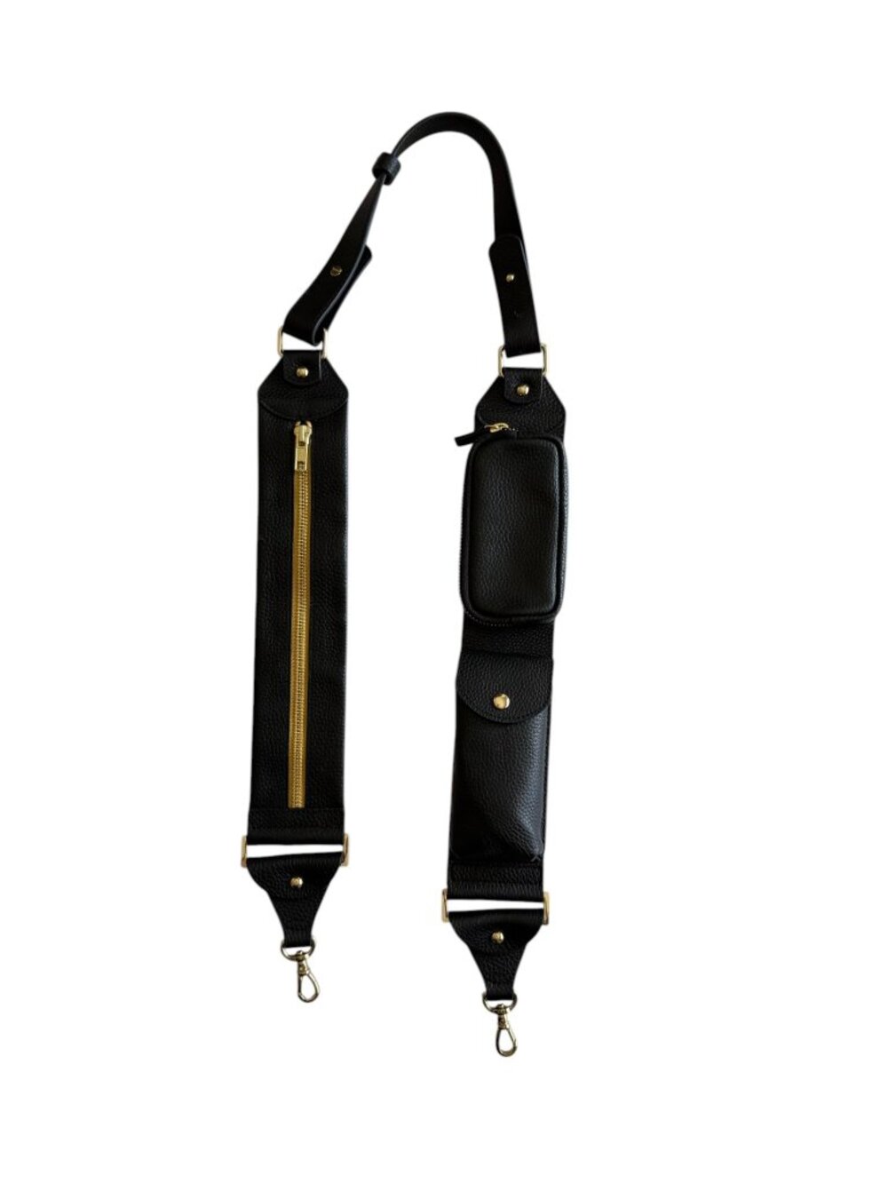 Bandolier Billie Utility Strap Black Leather Gold Adjustable Phone Crossbody